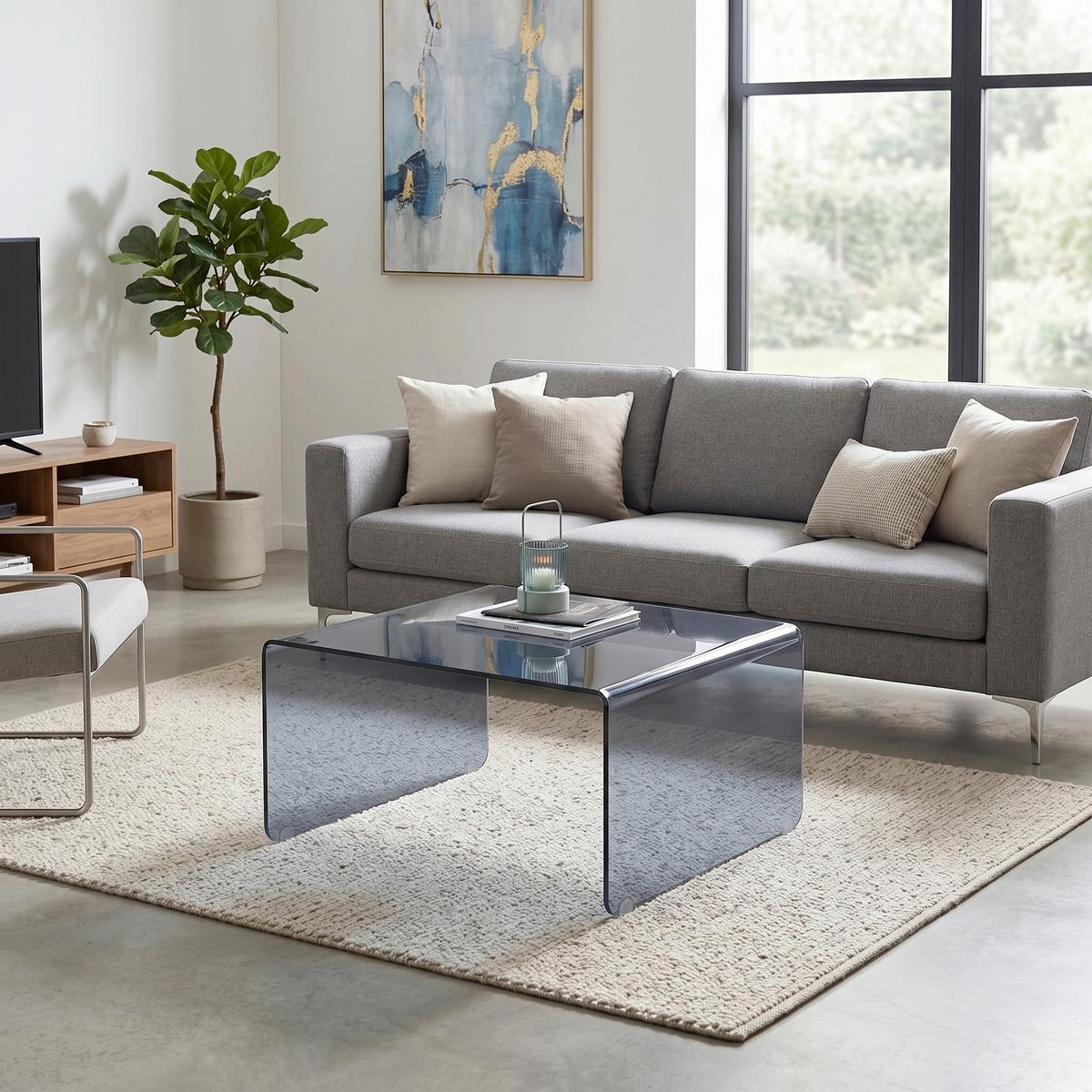 Couchtisch Wing Grauglas - Grau, MODERN, Glas (70/70/40cm) - Mömax