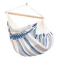 Hängesessel Kingsize Hammock Echtholz Weiß/Blau - Weiß/Dunkelblau, KONVENTIONELL, Holz/Textil (140/170/210cm) - La Siesta