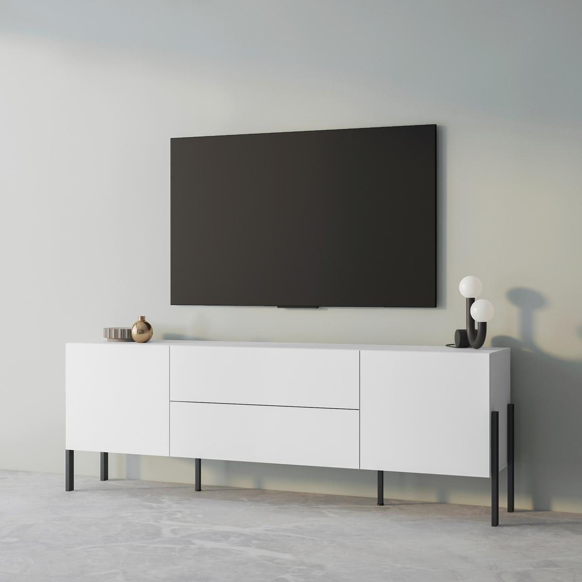 Tv Szekrény Jukon - fehér, Modern, faalapú anyag (204/70/40cm)