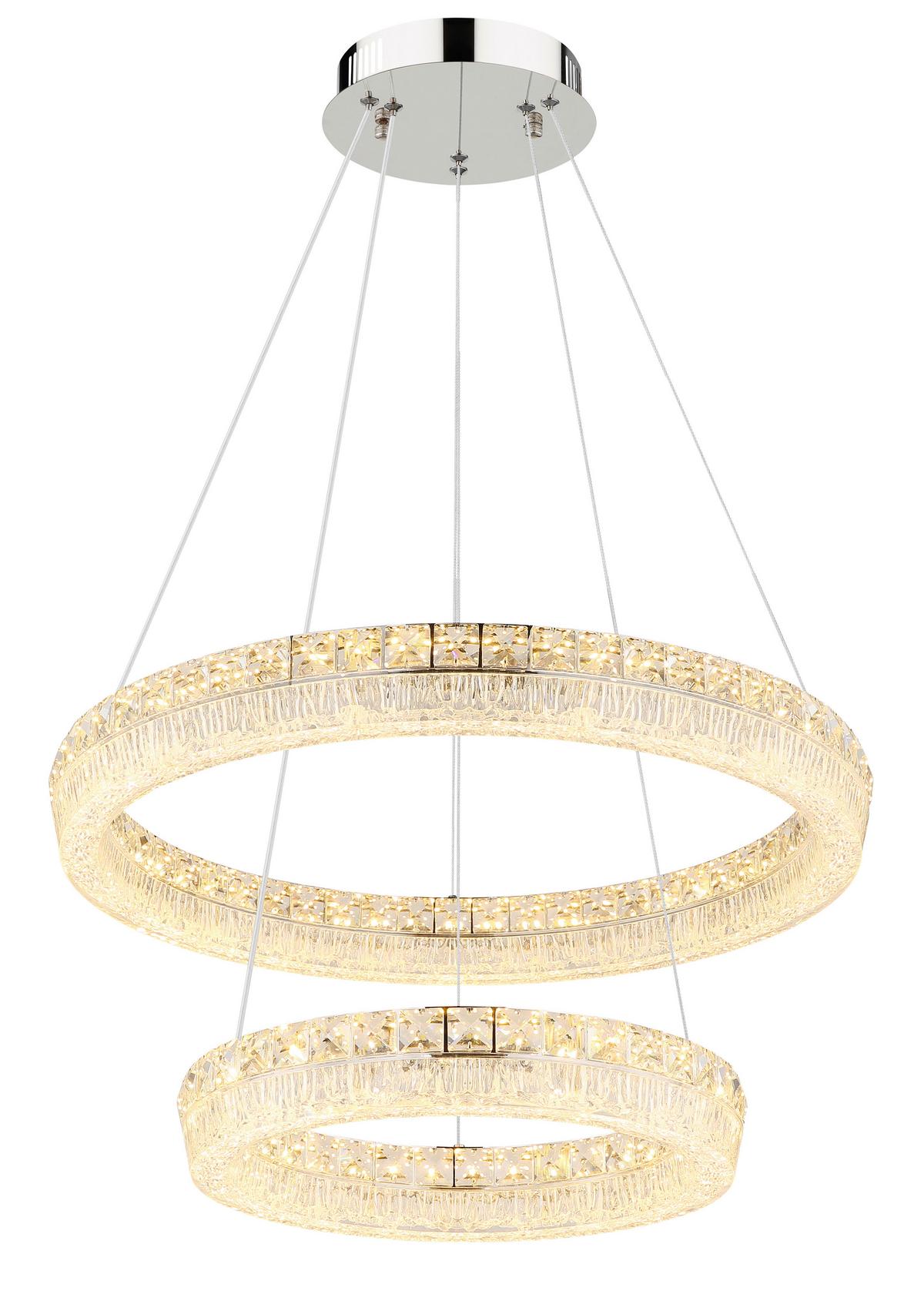 Led Viseća Svjetiljka Laurel - prozirno/boje kroma, Design, staklo/metal (60/120cm) - Globo