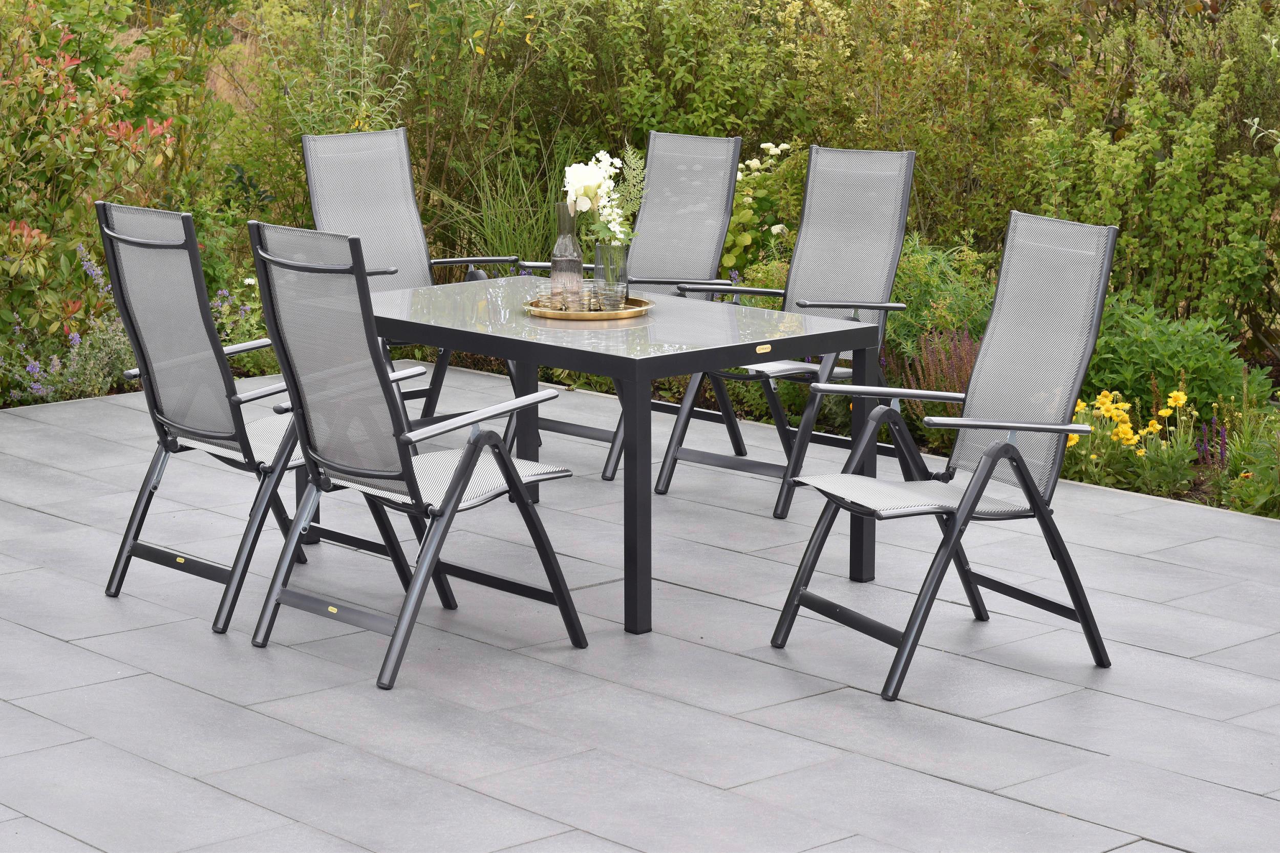 Vrtni Set Carrara, 7-Delni, Aluminij - siva/barve grafita, Moderno, kovina/tekstil - Gardenson