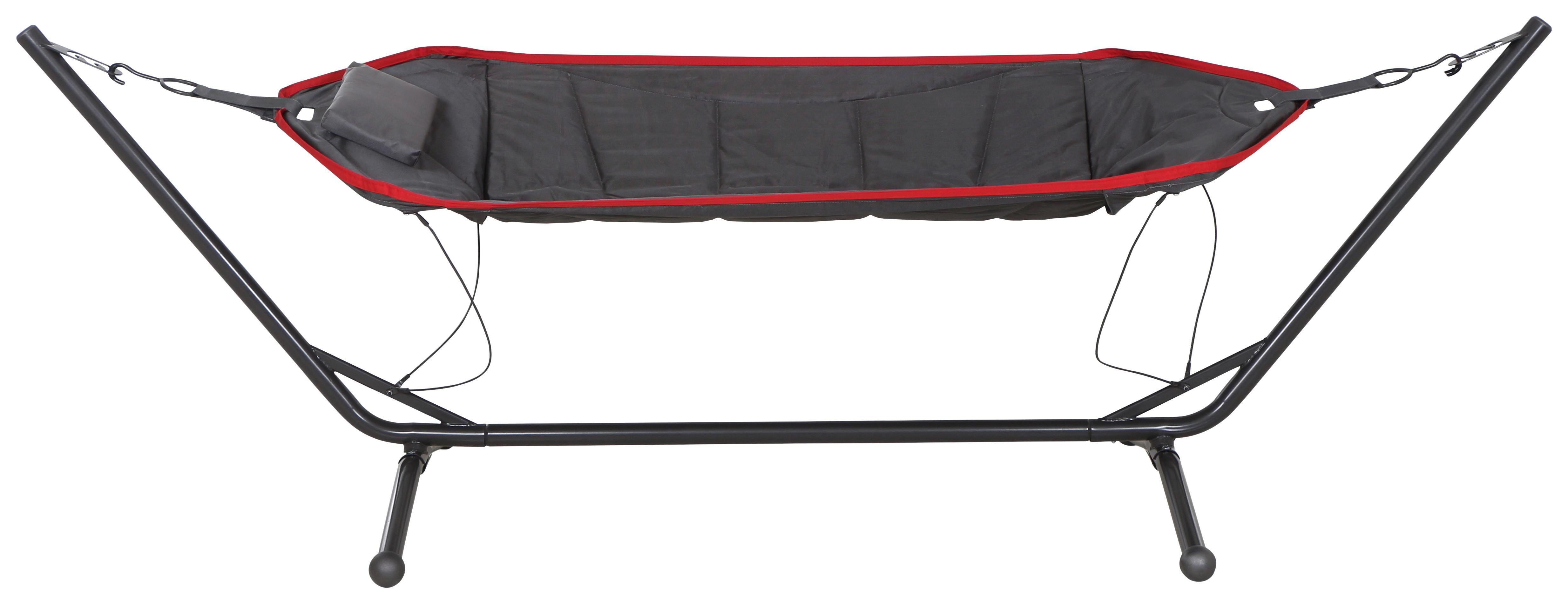 Hängematte Bahia ca. 105x305 cm Grau/Rot - Dunkelgrau/Rot, KONVENTIONELL, Textil/Metall (105/104/305cm) - Siena Garden
