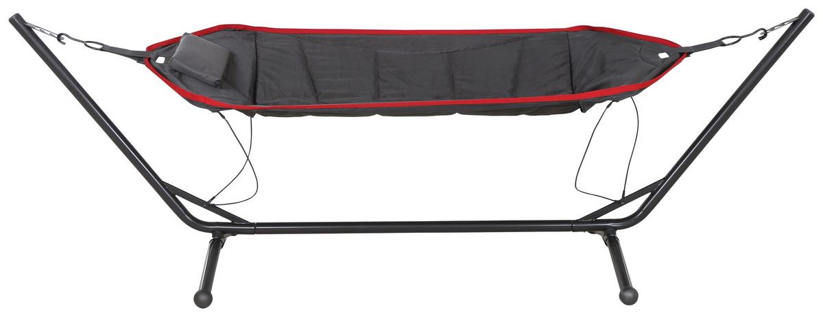 Hängematte Bahia ca. 105x305 cm Grau/Rot - Dunkelgrau/Rot, KONVENTIONELL, Textil/Metall (105/104/305cm) - Siena Garden