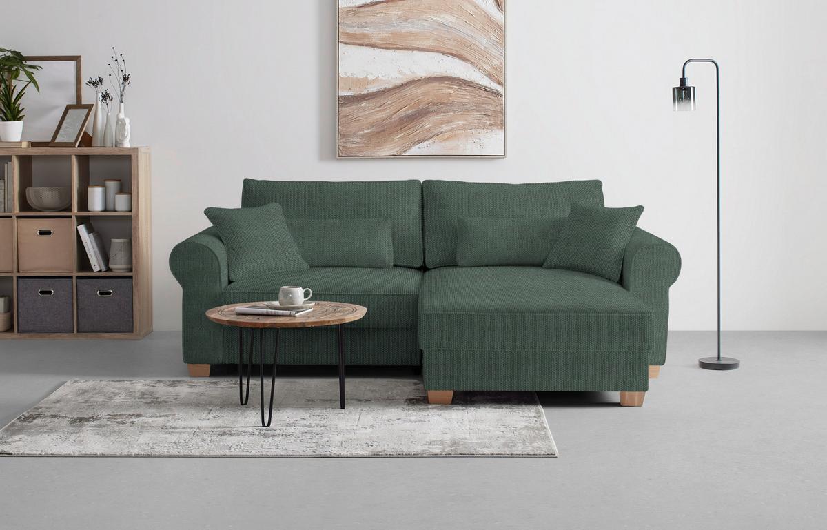 Wohnlandschaft Angelo Dunkelgrün - Dunkelgrün, MODERN, Holz/Holzwerkstoff (255/92/185cm) - Mömax