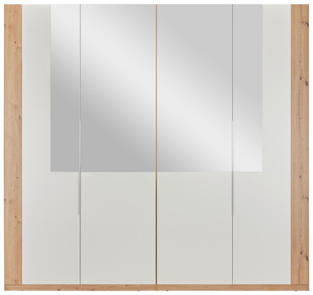 Drehtürenschrank in Weiß/Eichefarben - Weiss/Silberfarben, Konventionell, Glas/Holzwerkstoff (228/215/60cm) - Mömax