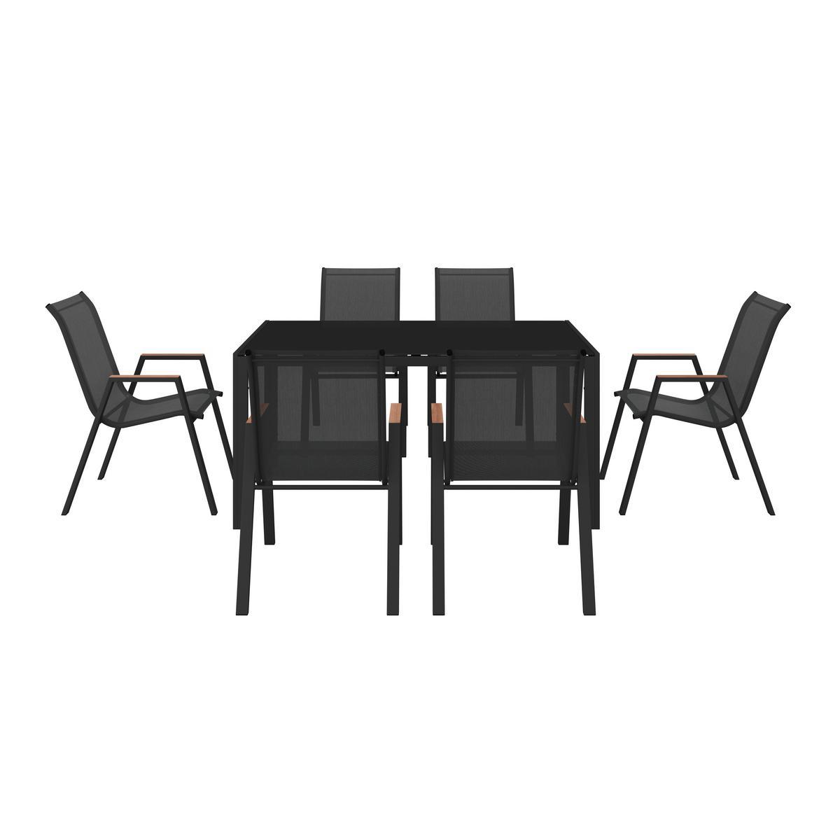 Vrtni Set Latina, Črna, 7-Delno - črna, Moderno, kovina/steklo (54,5/150/91/72/74/85cm) - Modern Living