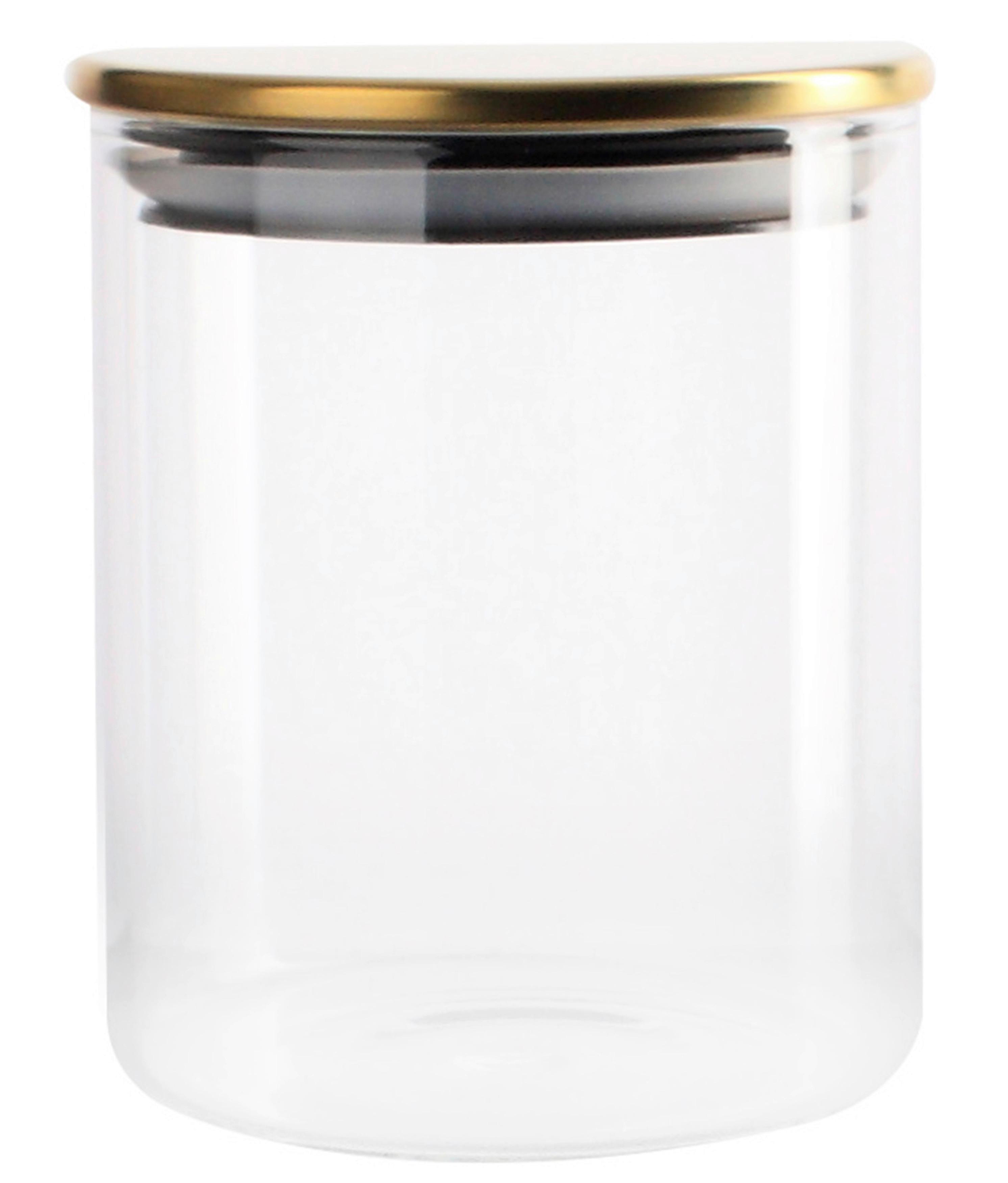 Vorratsdose Goldline aus Glas ca. 400ml - Transparent/Goldfarben, ROMANTIK / LANDHAUS, Glas/Kunststoff (8,8/10,4cm) - Premium Living