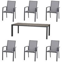 Gartentischgruppe Velia 7-tlg. Anthrazit - Dunkelgrau/Anthrazit, Basics, Keramik/Kunststoff (100/74/220cm) - Siena Garden