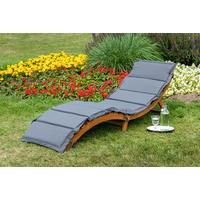 Gartenliege Honopu Naturfarben inkl. Auflage - Grau/Akaziefarben, KONVENTIONELL, Holz/Textil (54/60/180cm) - Gardenson