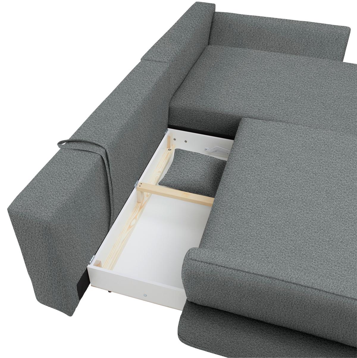 Ecksofa Monte Dunkelgrau - Dunkelgrau/Naturfarben, ROMANTIK / LANDHAUS, Holz/Textil (283/181cm) - Based