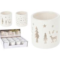 Suport de lumânare antivânt cca. 6x6 cm Neve - alb, Basics, ceramică (6/6cm)