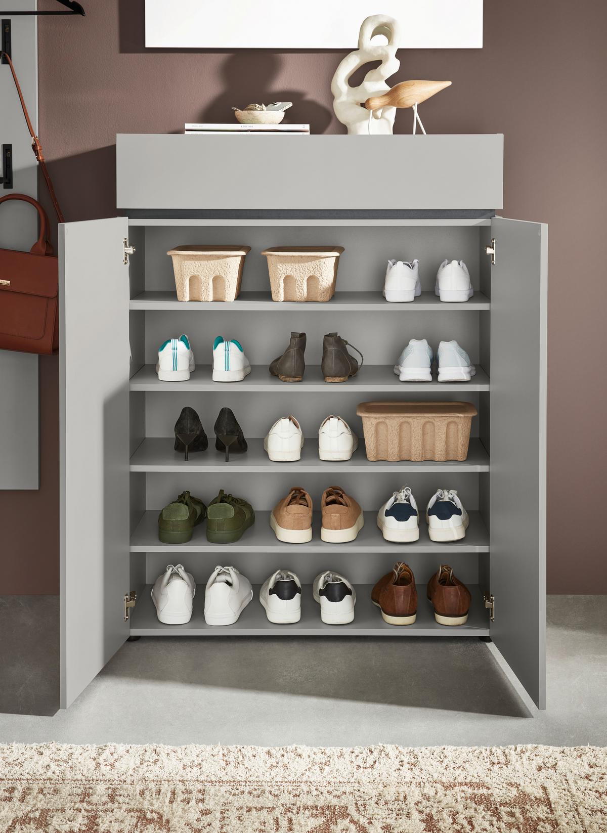 SZAFKA NA BUTY UNIQUE - kaszmir/czarny, Design, materiał drewnopochodny/tworzywo sztuczne (90/121/40cm) - Voleo