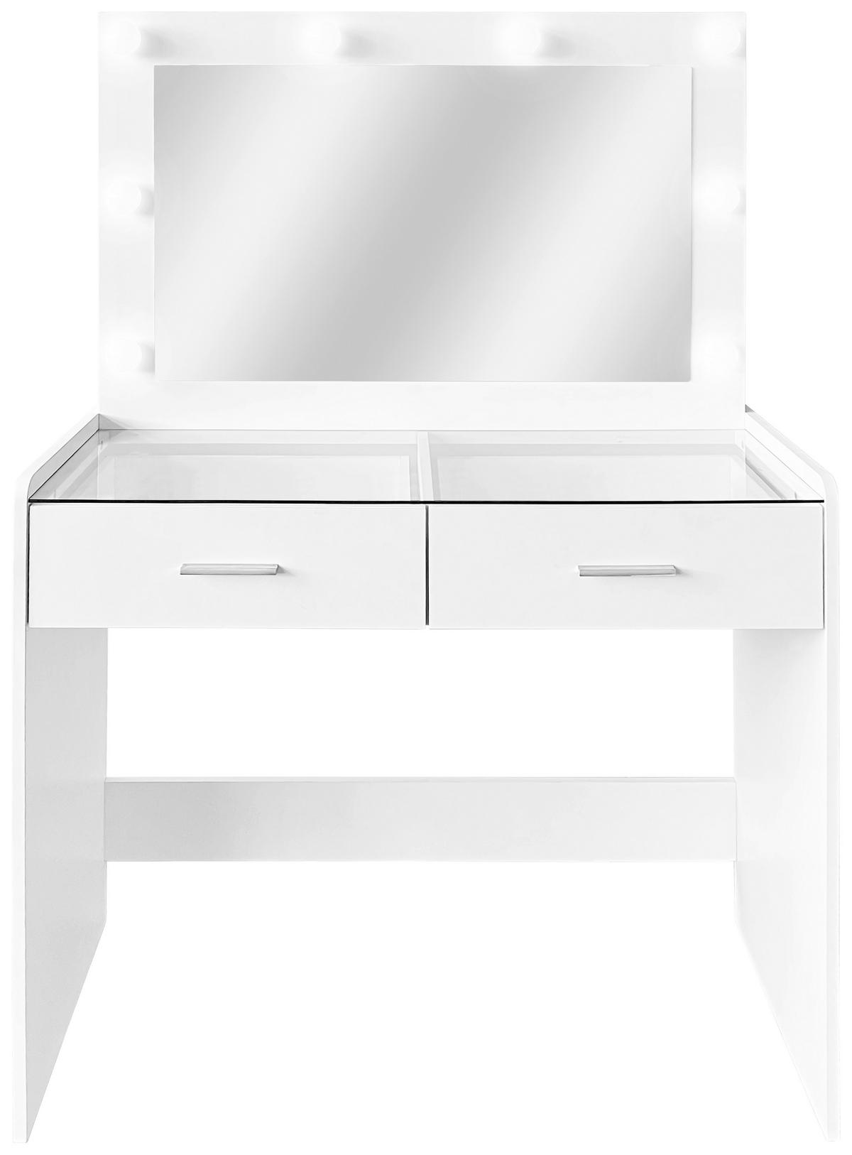 Măsuță de machiaj MILA - alb, Trend, sticlă/material pe bază de lemn (95/140/44cm) - Modern Living