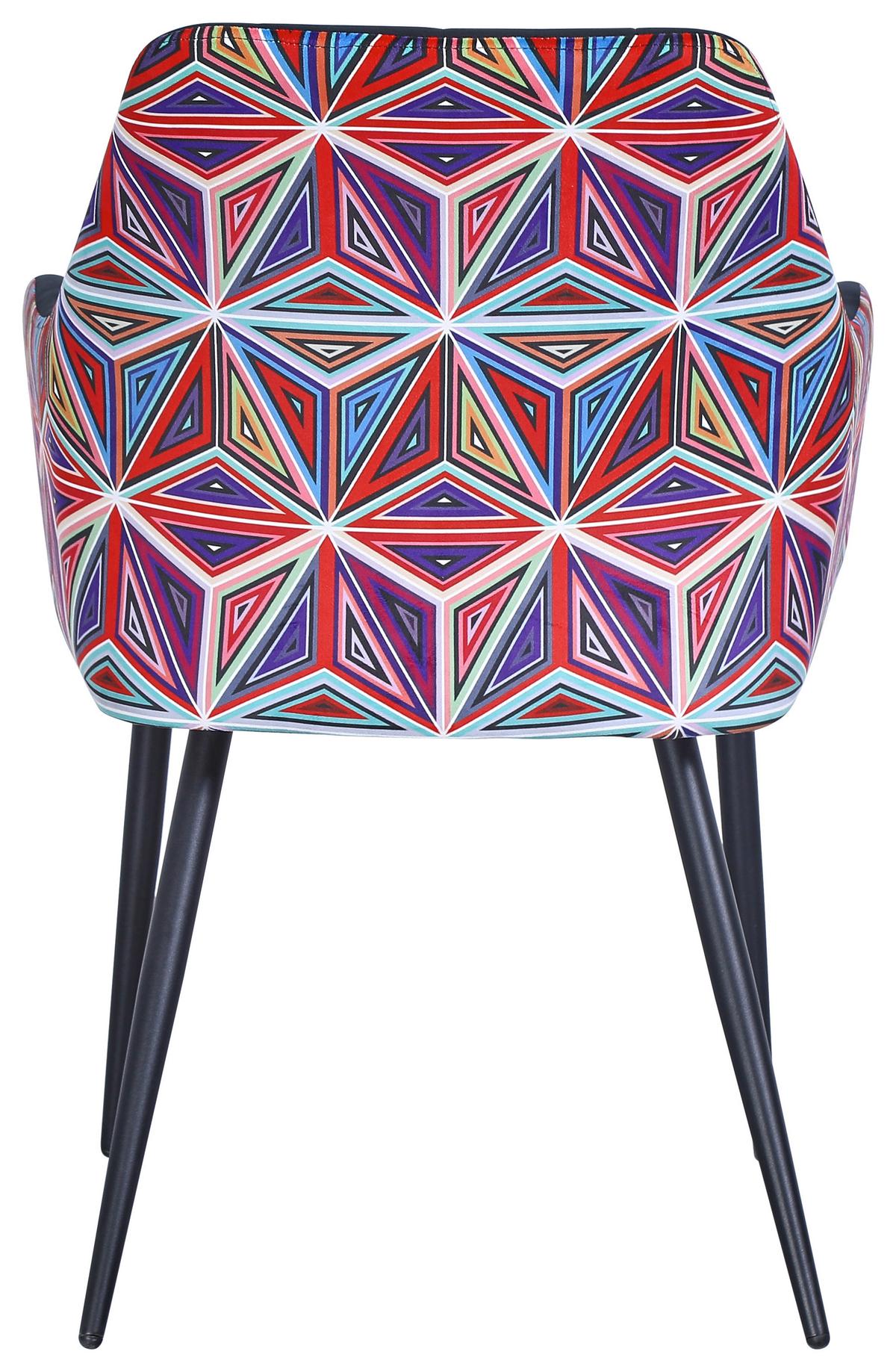 KRZESŁO Z PODŁOKIETNIKAMI TRENDY - czarny/różnokolorowy, Modern, metal/tkanina (60/84/62cm) - MID.YOU