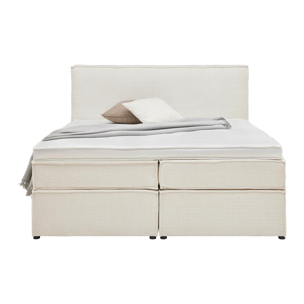 ŁÓŻKO BOXSPRING LION - beżowy/czarny, Konventionell, materiał drewnopochodny/tkanina (160/200cm) - Premium Living
