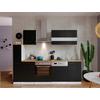 Küchenzeile Economy m. Geräten Schwarz/Nussbaum B: ca. 250 cm - Edelstahlfarben/Nussbaumfarben, Basics, Holzwerkstoff/Metall (250cm) - Respekta