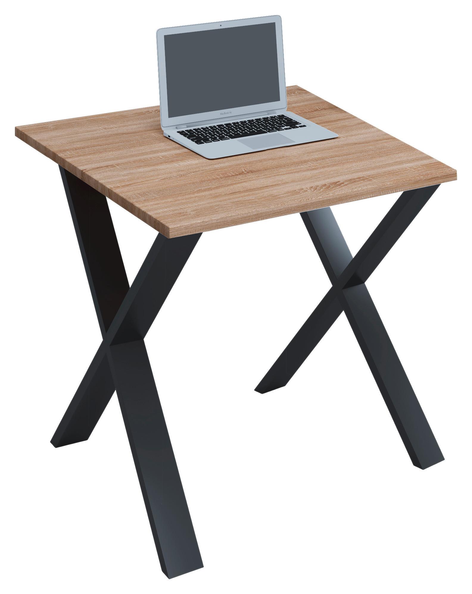 Pisalna Miza Lona, Hrast, 80x80cm - črna/hrast sonoma, Moderno, kovina/leseni material (80/80/76cm) - MID.YOU