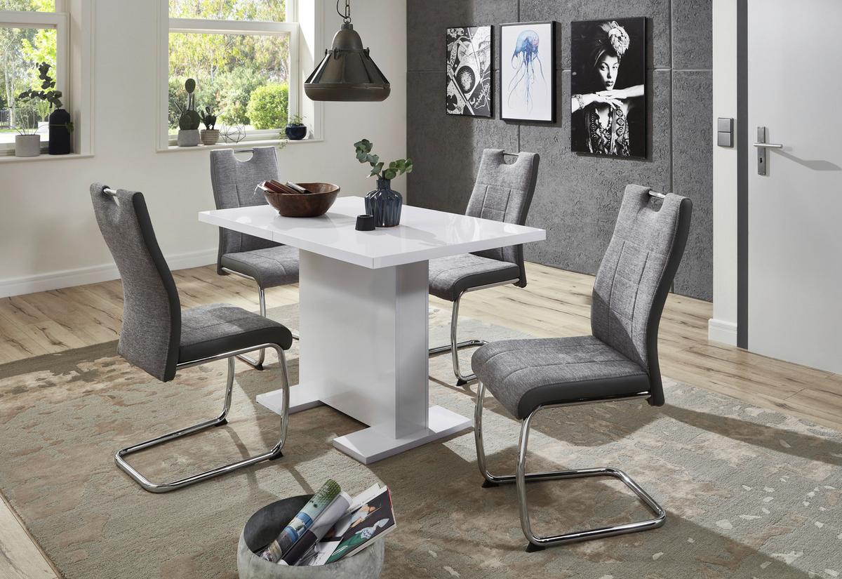 Schwingstuhl Alina 4er-Set Grau Webstoff - Chromfarben/Grau, MODERN, Textil/Metall (43/98/59cm) - MID.YOU