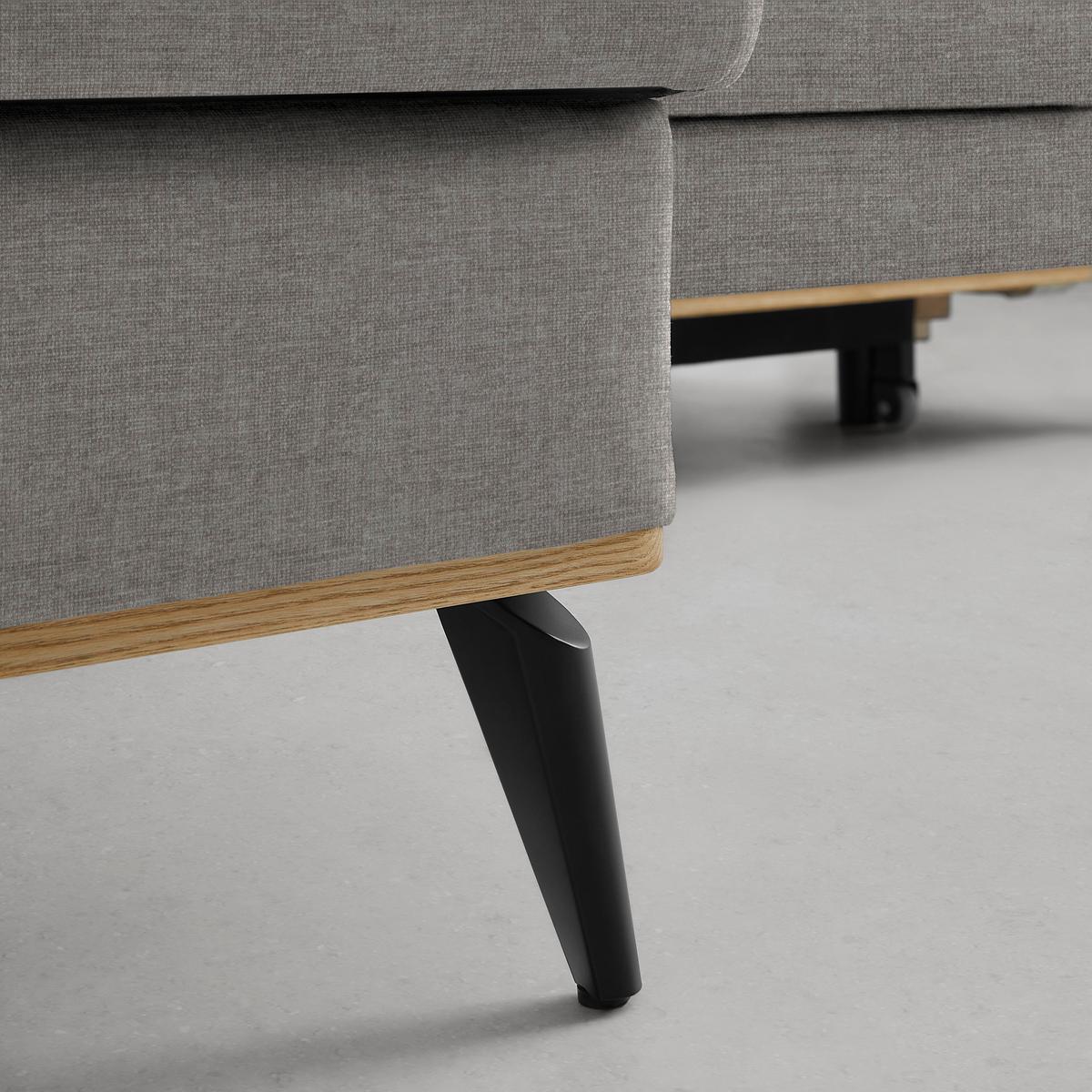 Wohnlandschaft Romeo Taupe - Taupe/Schwarz, KONVENTIONELL, Holz/Textil (167/87/234cm) - Zandiara