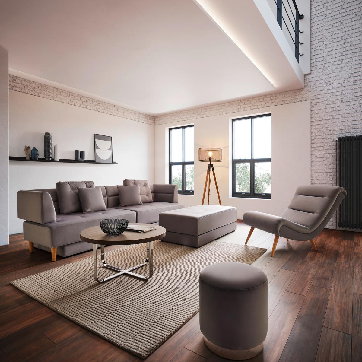 Relaxsessel Jan Hellgrau Samt - Hellgrau/Naturfarben, MODERN, Holz/Textil (74/102/90cm) - Bessagi Home