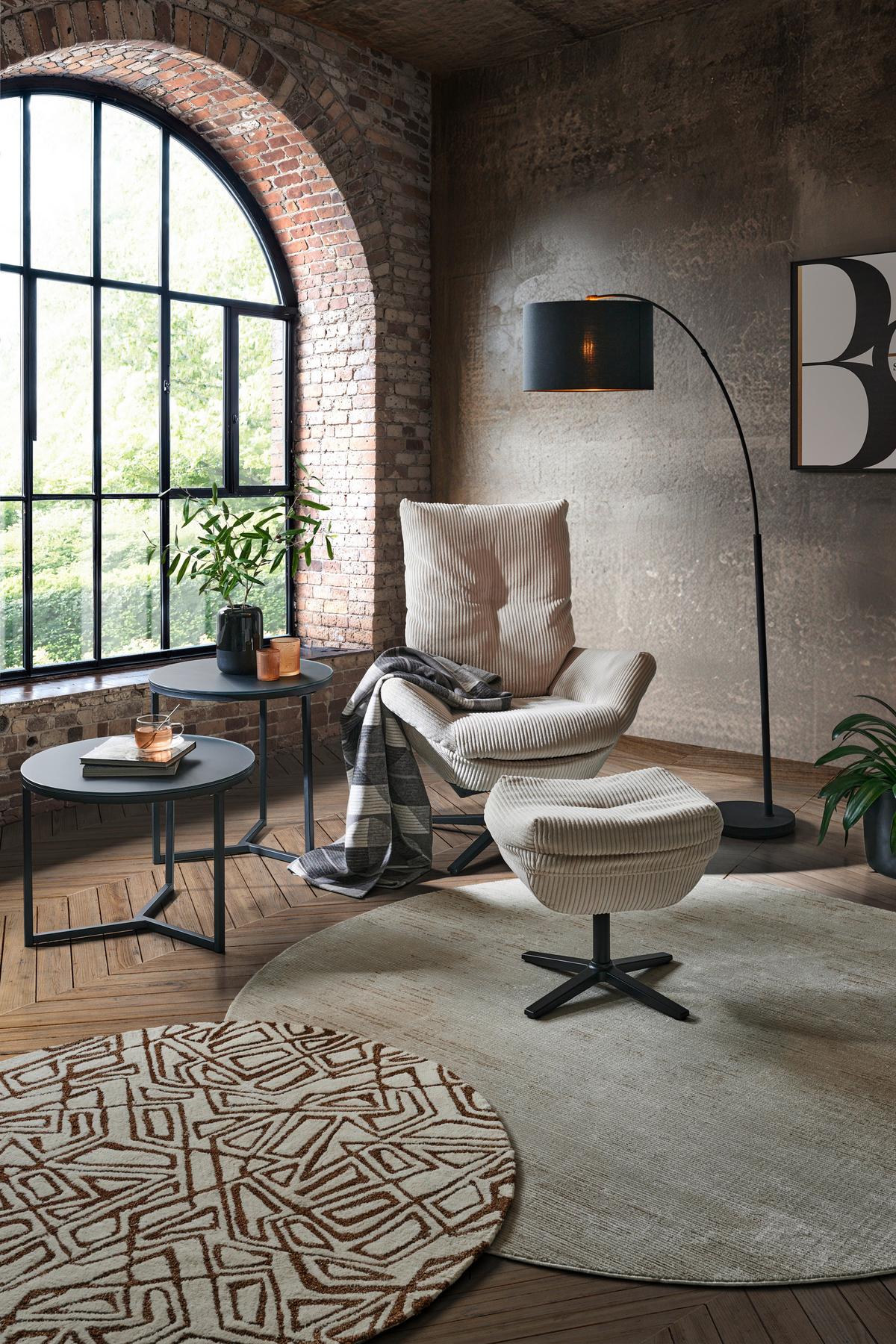 ZESTAW FOTELI RELAKSACYJNYCH WILSON - beżowy/czarny, Design, metal/tkanina (77/100/78cm) - Carryhome