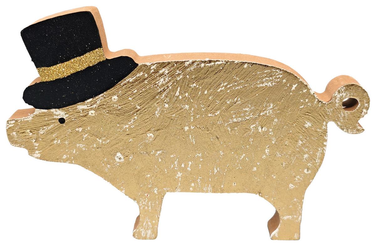 Glücksbringer Lucky Goldfarben - Goldfarben, KONVENTIONELL, Holzwerkstoff (16/11,5/1,5cm) - Mömax