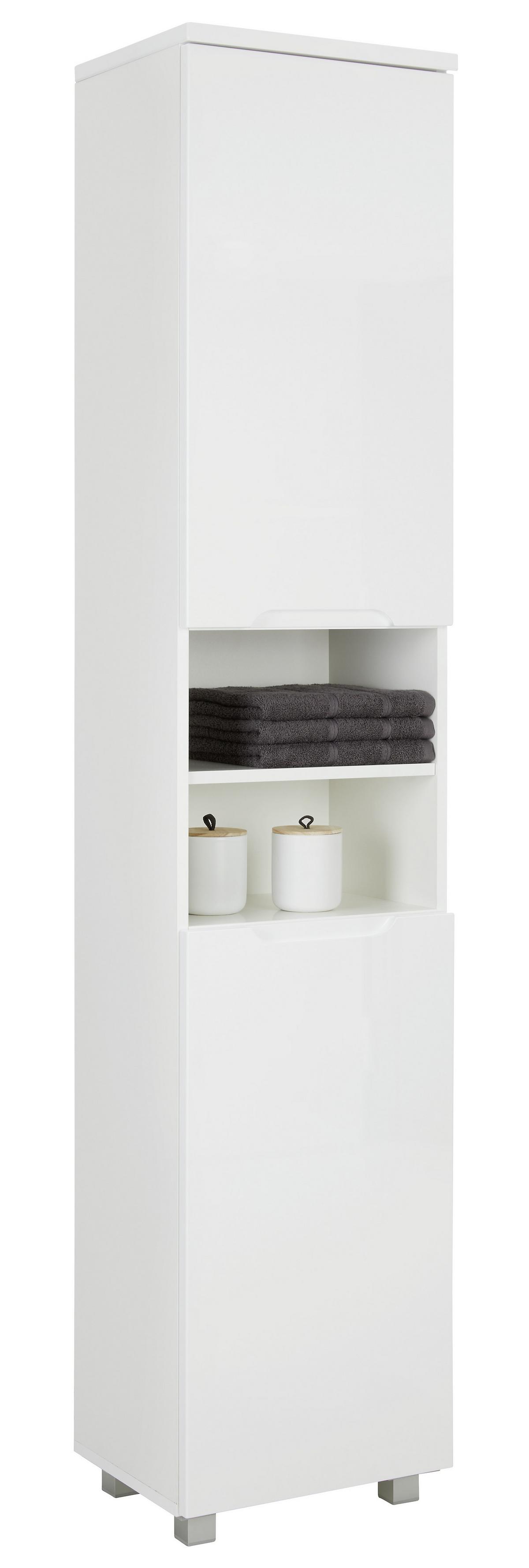 armoire haute in Weiss ca. 40x194x32cm - Weiss/Silberfarben, Modern, Holzwerkstoff/Kunststoff (40/194/32cm) - Mömax