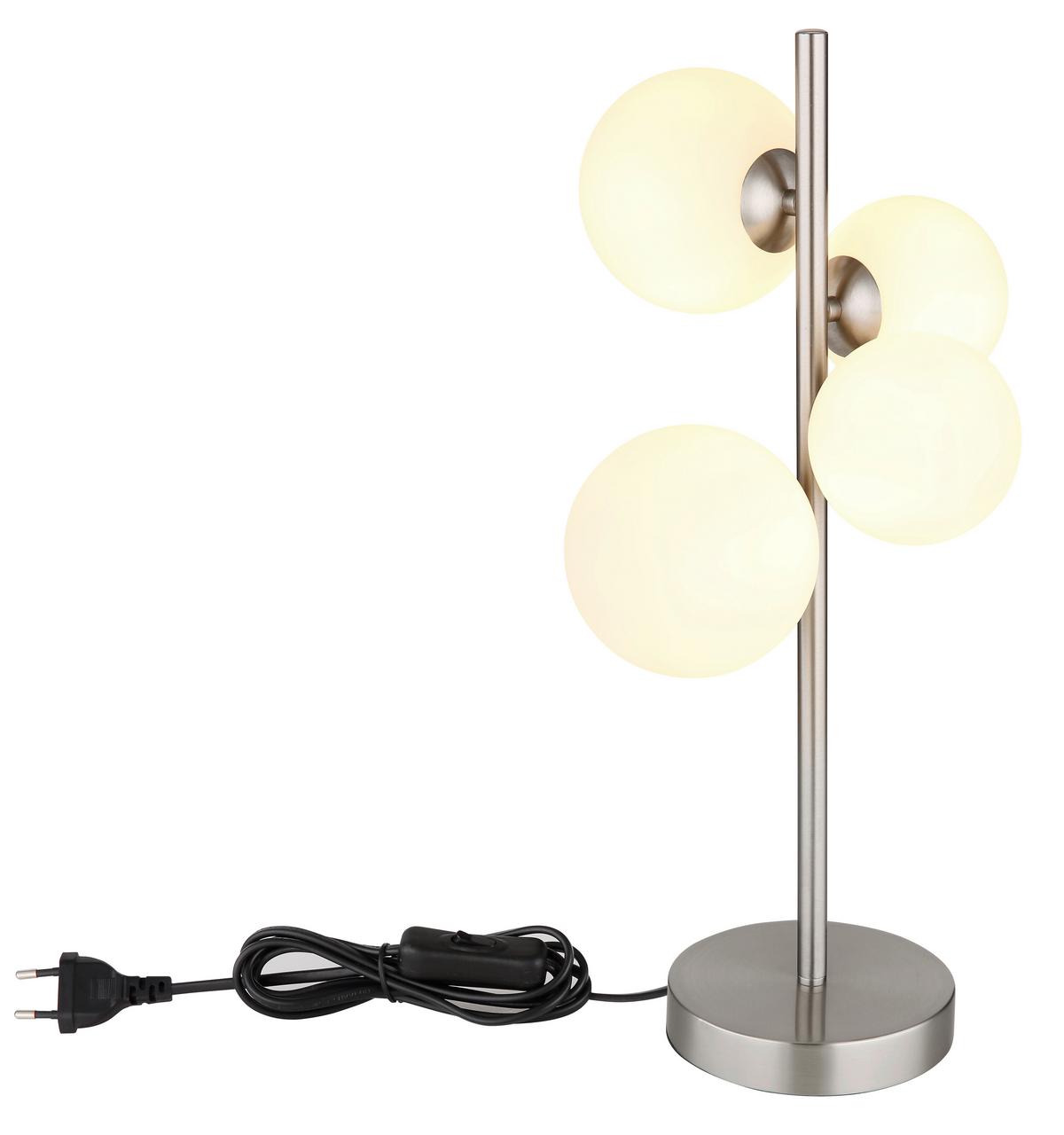Led Asztali Lámpa 56140-4t - opál/nikkelszínű, Konventionell, műanyag/Üveg (27/23cm) - Globo