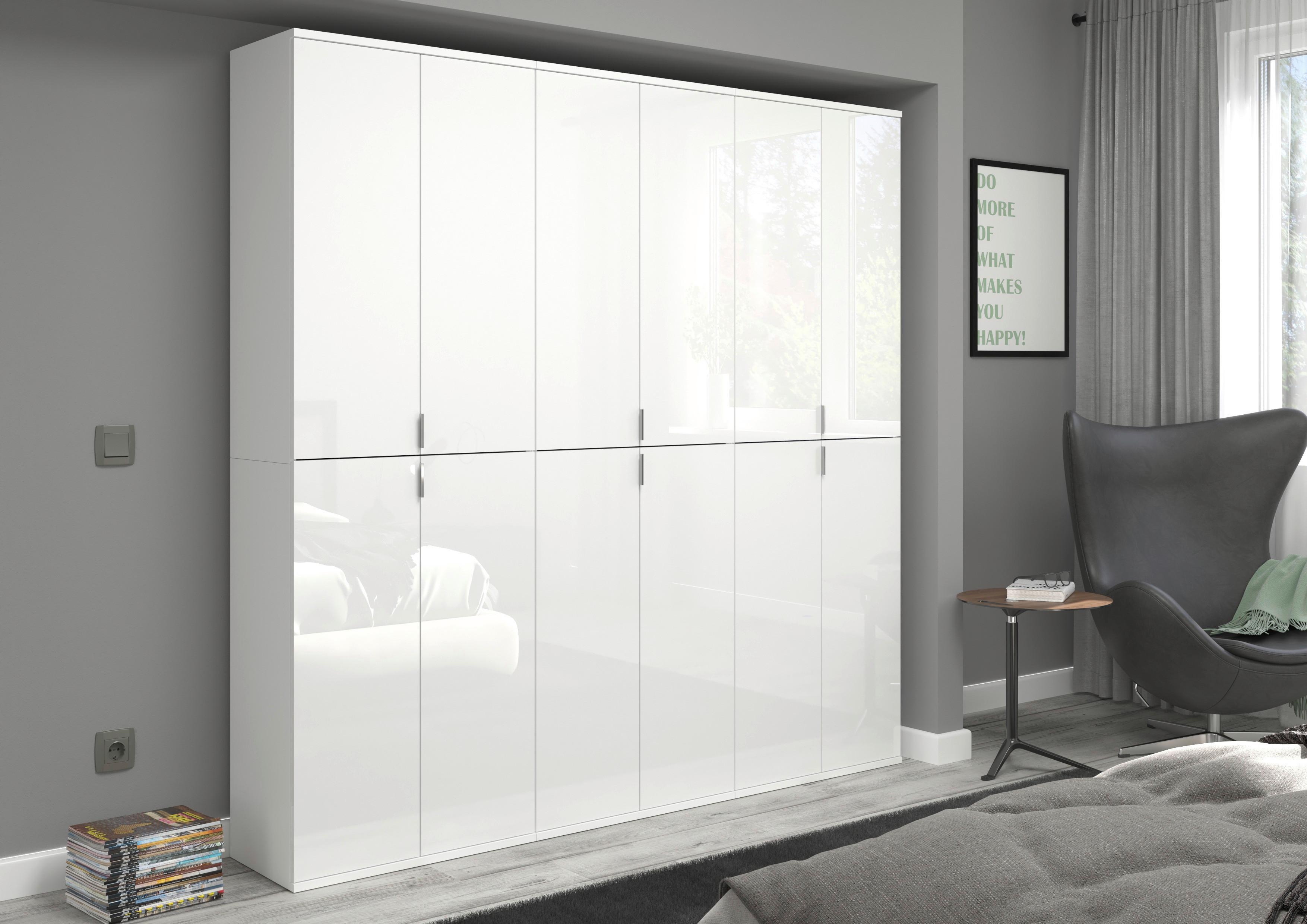 Drehtürenschrank Projekt X ca. 183x193 cm Weiß - Chromfarben/Weiß Hochglanz, MODERN, Holzwerkstoff/Metall (183/193/34cm) - MID.YOU