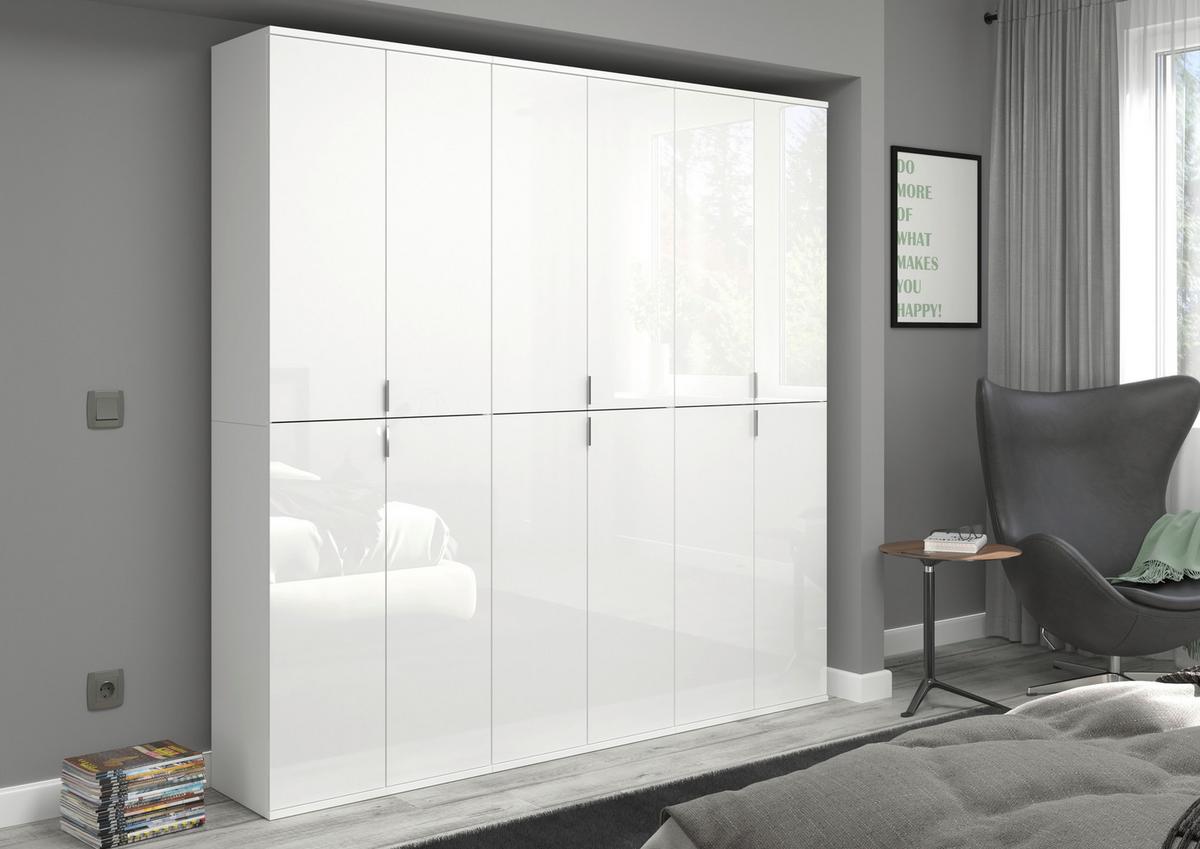 Drehtürenschrank Projekt X ca. 183x193 cm Weiß - Chromfarben/Weiß Hochglanz, MODERN, Holzwerkstoff/Metall (183/193/34cm) - MID.YOU