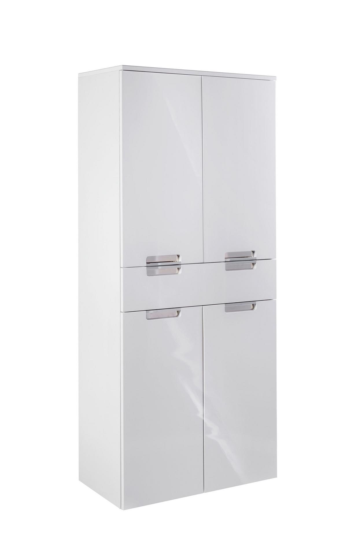 Hochschrank "Mars" , weiß - Chromfarben/Weiß, MODERN, Holzwerkstoff/Metall (65,0/159,0/35,0cm) - MID.YOU