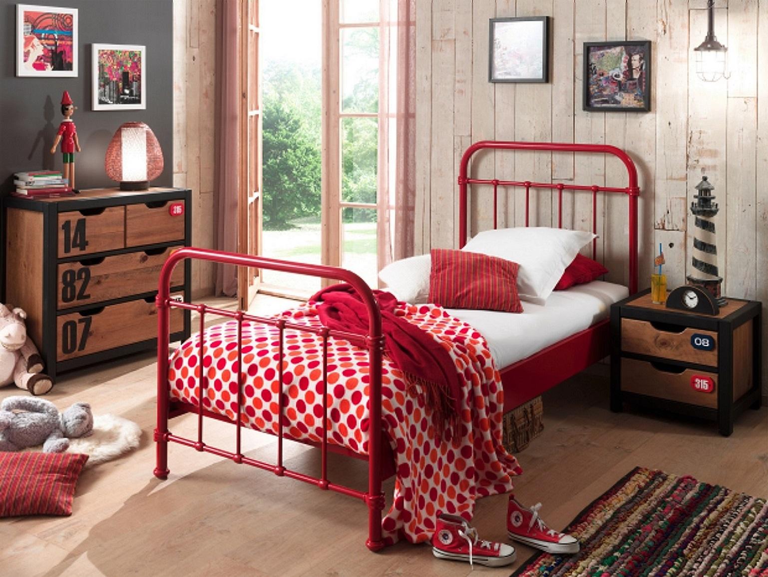 Kinder-/Juniorbett New York ca. 90x200 cm Rot - Rot, ROMANTIK / LANDHAUS, Metall (90/200cm) - MID.YOU