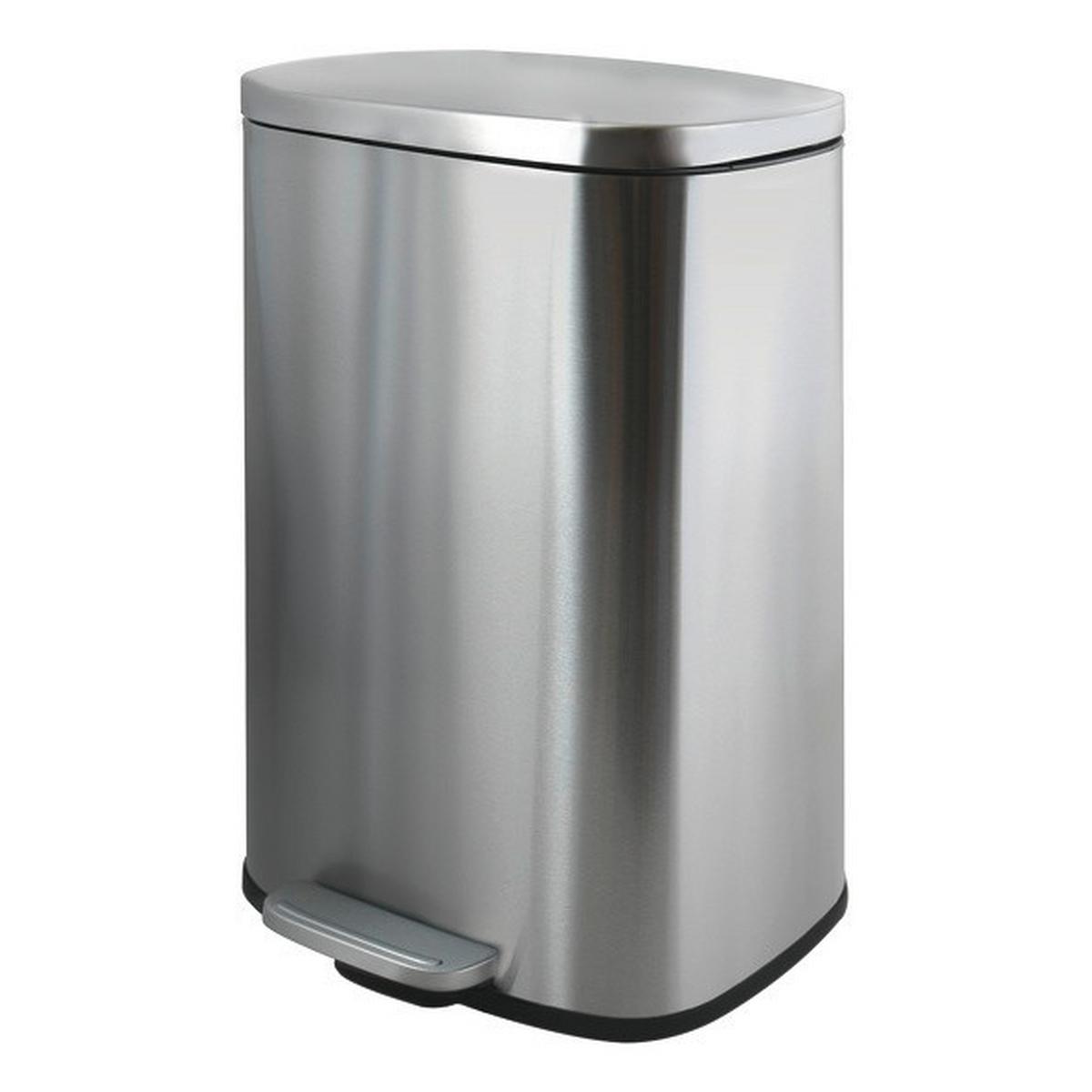 Treteimer Akira Brushed - Silberfarben/Schwarz, Basics, Kunststoff/Metall (34,3/23,5/62,9cm) - Spirella