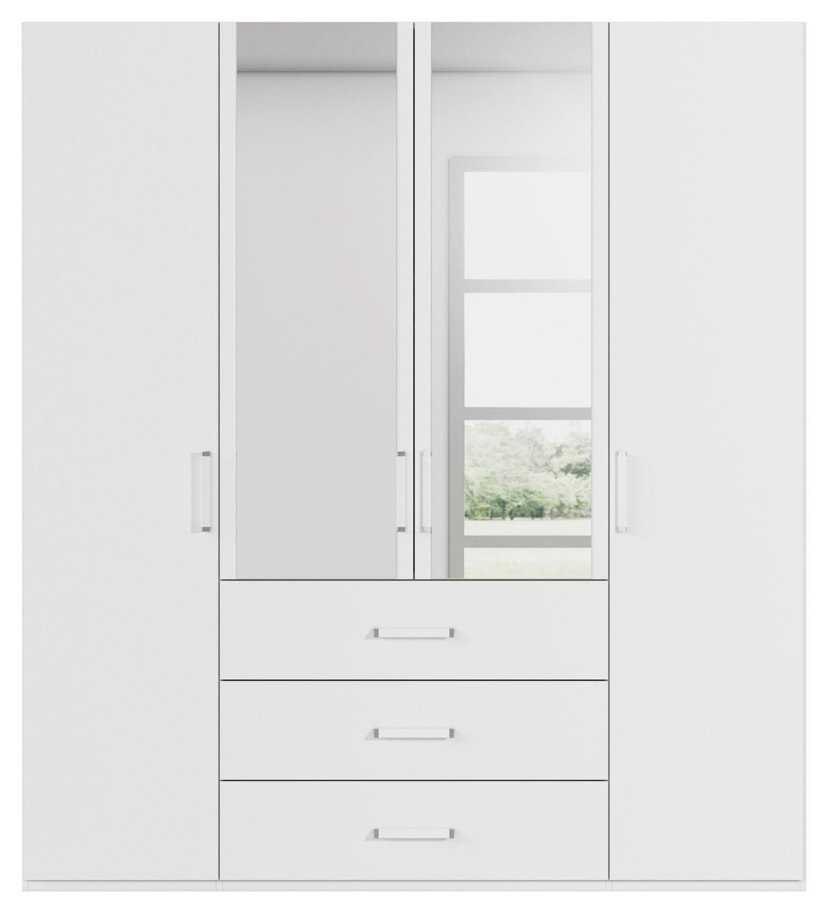 Omara S Klasičnimi Vrati Evelyn, Bela - bela, Design, umetna masa/steklo (201/223/60cm) - Novel