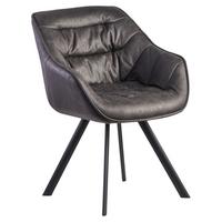 ARMLEHNSTUHL WOHNLING - Schwarz/Grau, Modern, Textil/Metall (60/85/64cm) - MID.YOU