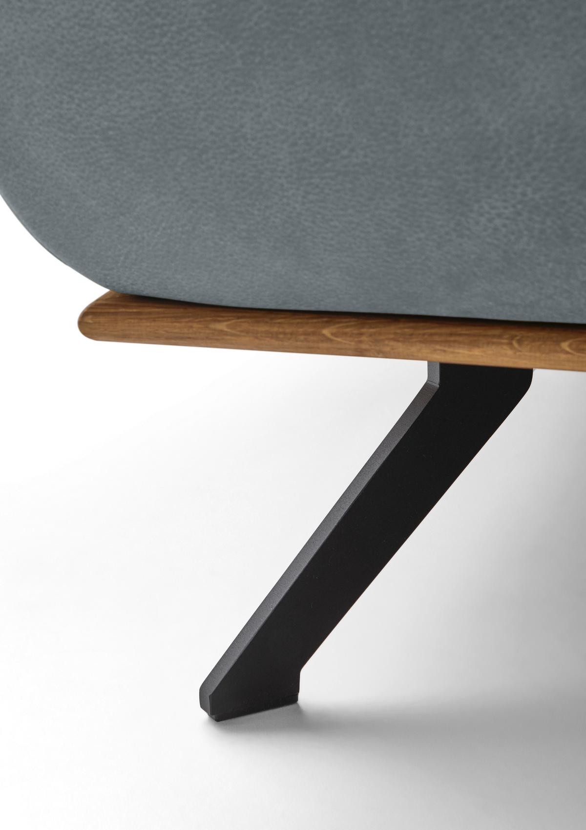 Wohnlandschaft Erling Blaugrau - Beige/Blaugrau, MODERN, Leder/Metall (322/89/187cm) - Premium Living