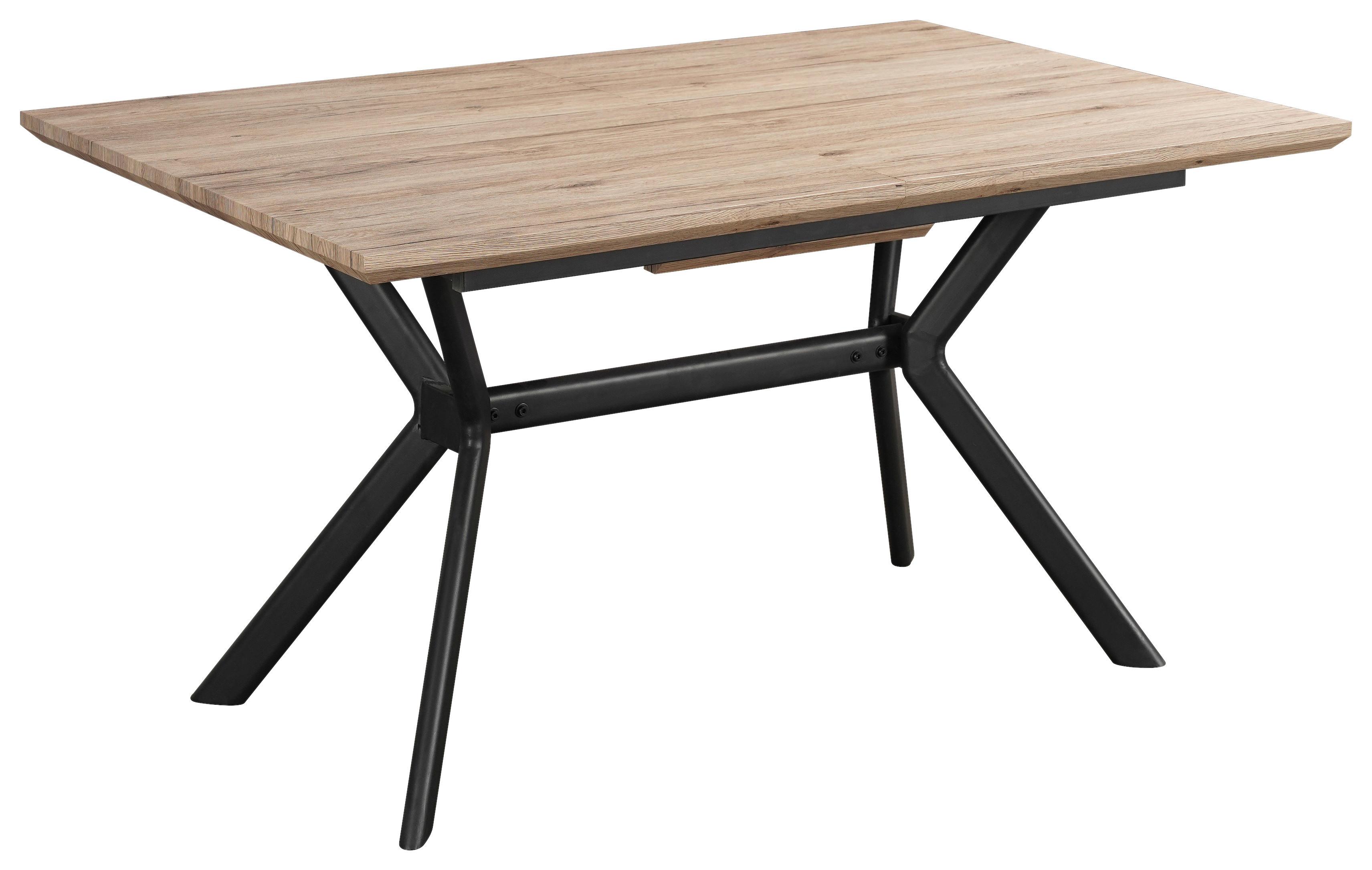 STÓŁ DO JADALNI MARCEL - kolor naturalny/czarny, Modern, materiał drewnopochodny/metal (140/90/76cm) - MID.YOU