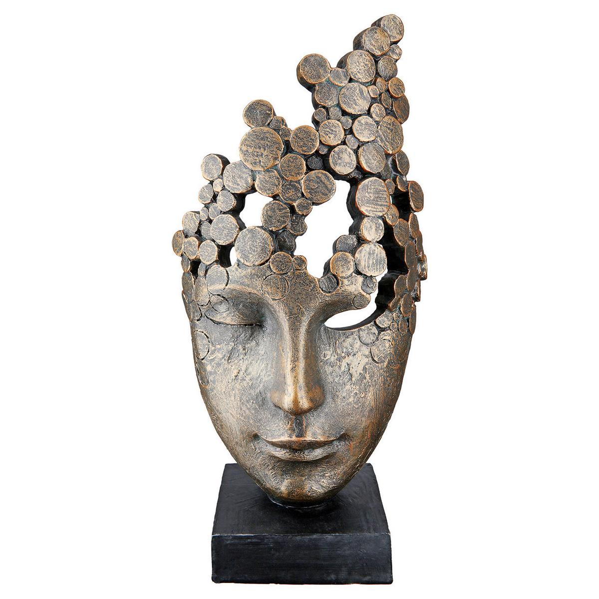 Skulptur Female Mask Bronzefarben - Bronzefarben, Basics, Kunststoff (19,5/36/15cm)