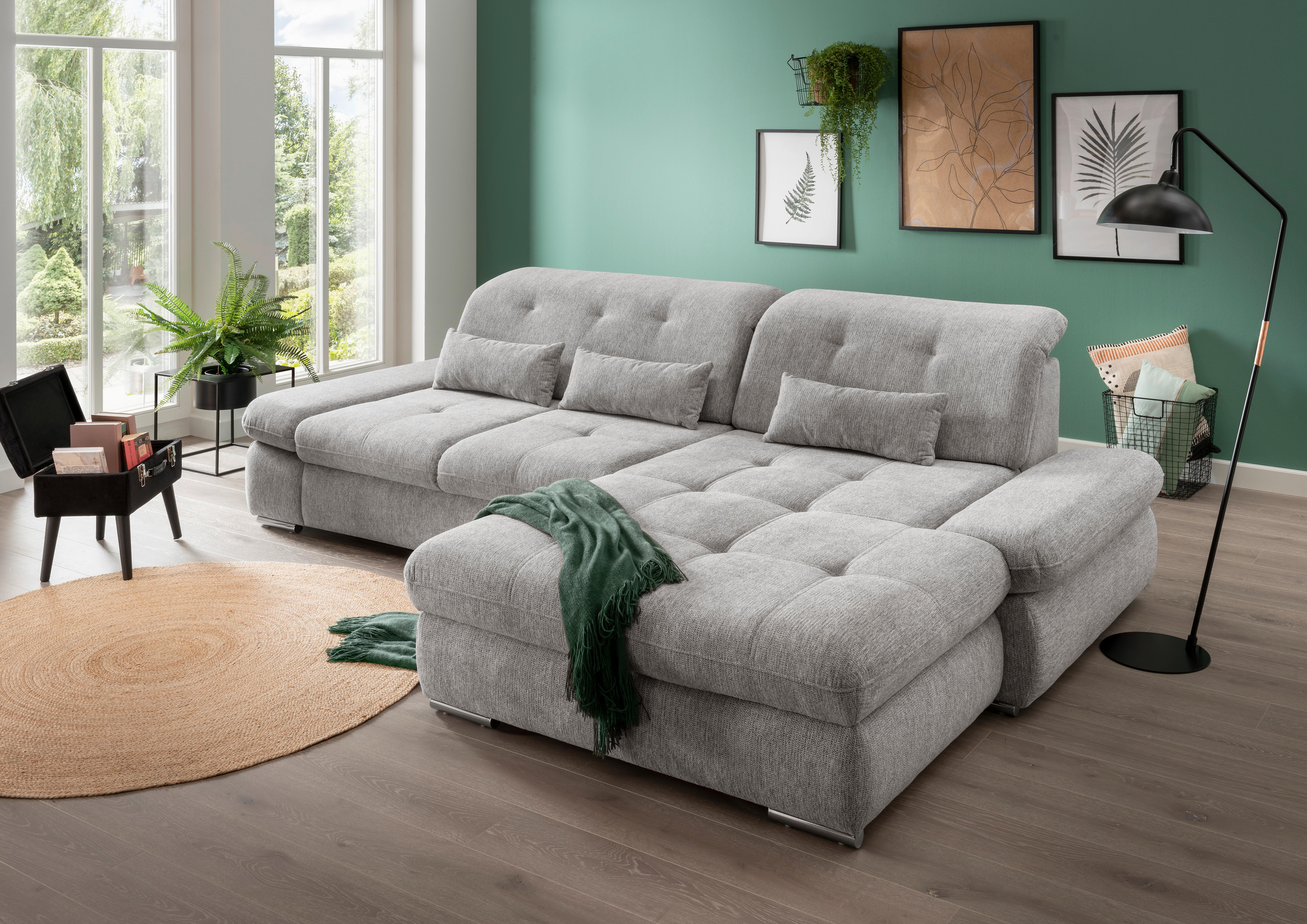 Wohnlandschaft Dalida Silberfarben Chenille - Chromfarben/Silberfarben, Design, Textil/Metall (300/196cm) - Livetastic