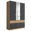Drehtürenschrank Aalen Grau/Eiche Artisan - Alufarben/Eiche Artisan, Holzwerkstoff/Kunststoff (136/197/54cm) - Mömax