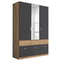 Drehtürenschrank Aalen Grau/Eiche Artisan - Alufarben/Eiche Artisan, Holzwerkstoff/Kunststoff (136/197/54cm) - Mömax
