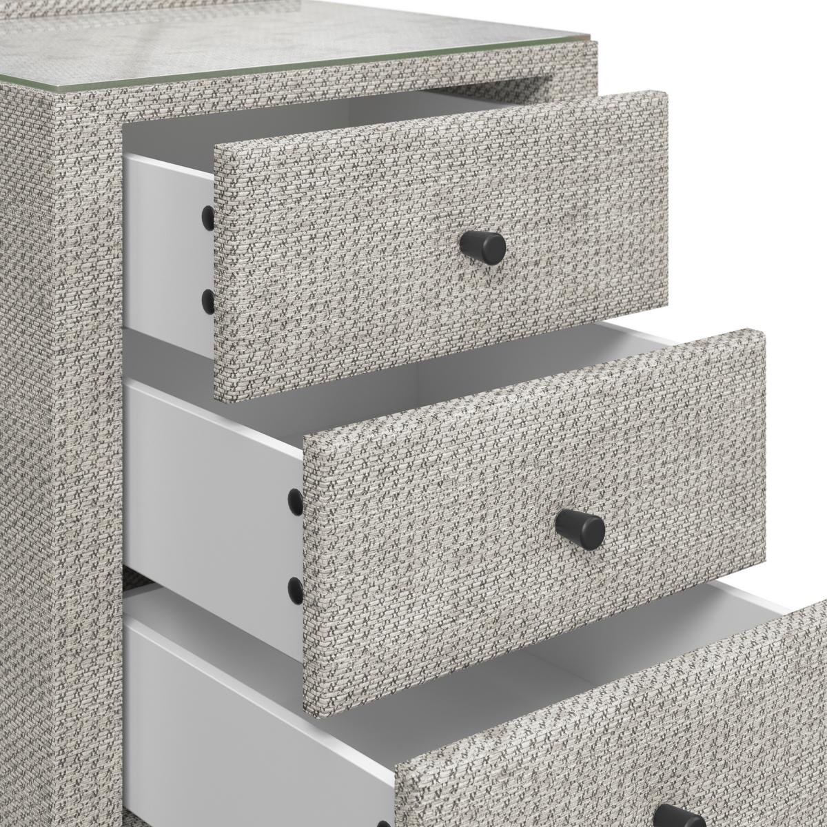 Noćni Stočić Brisbane I - ecru, Trendi, staklo/tekstil (49,5/56,5/46cm) - Premium Living