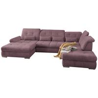 Wohnlandschaft Dalida Brombeere Chenille - Chromfarben/Brombeere, Design, Textil/Metall (195/376/254cm) - Livetastic