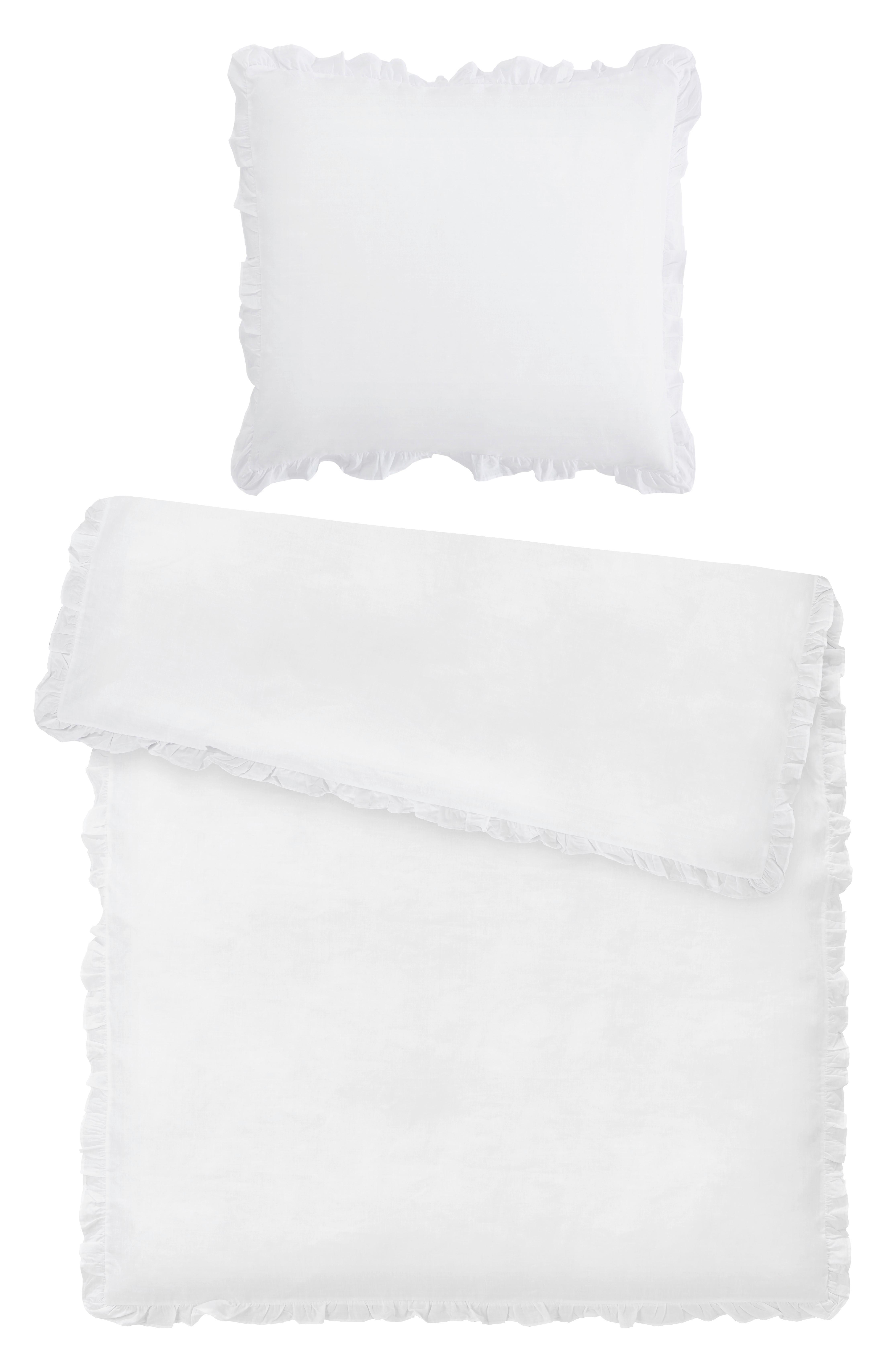 Bettwäsche Rüschen Weiß ca. 135x200cm - Weiß, ROMANTIK / LANDHAUS, Textil (135/200cm) - Zandiara