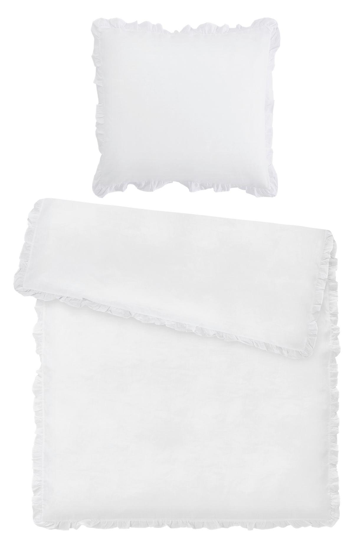 Bettwäsche Rüschen Weiß ca. 135x200cm - Weiß, ROMANTIK / LANDHAUS, Textil (135/200cm) - Zandiara