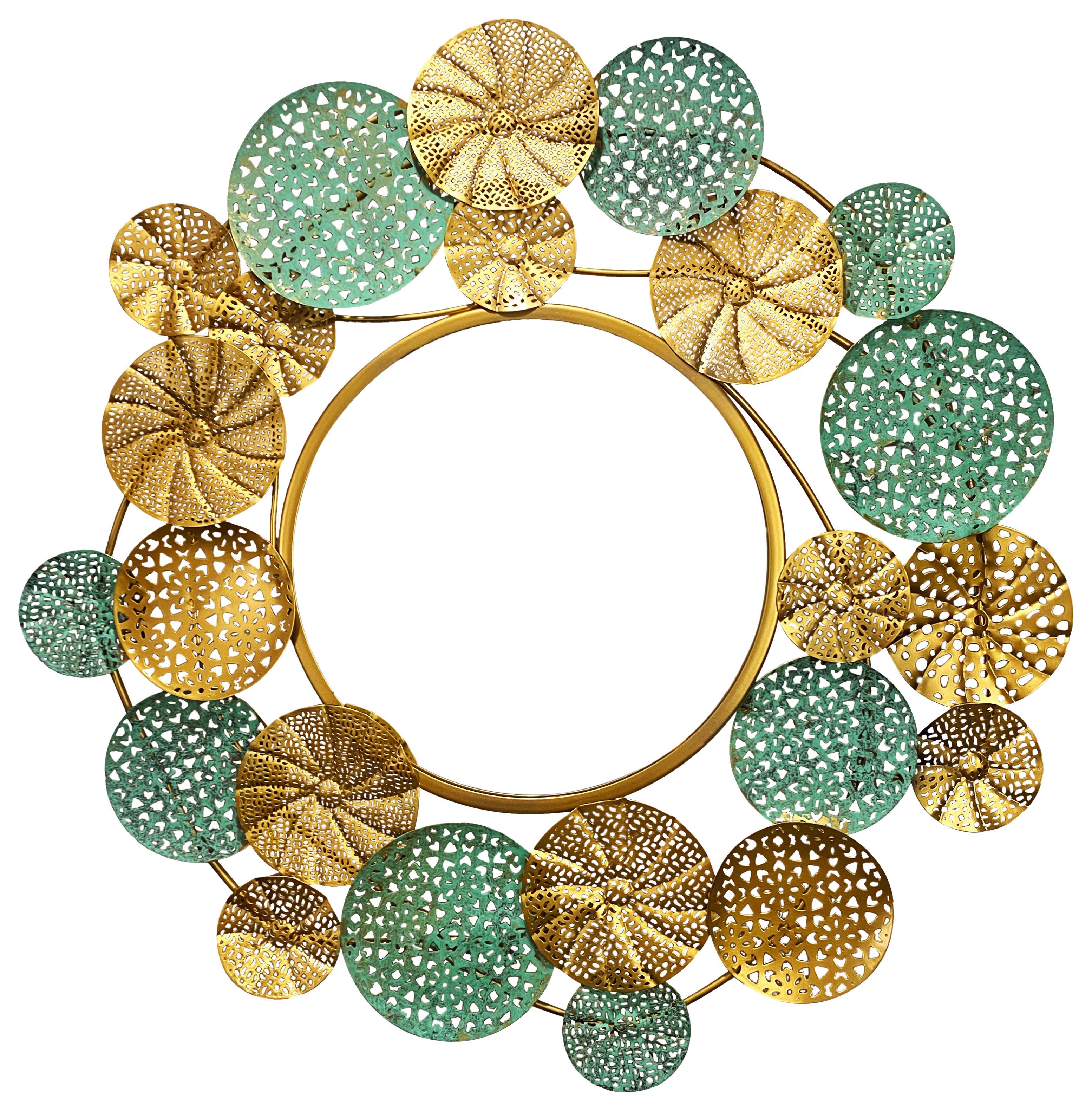 WANDSPIEGEL WL7.120 - Goldfarben/Grün, Design, Glas/Metall (80/77/2,5cm) - MID.YOU