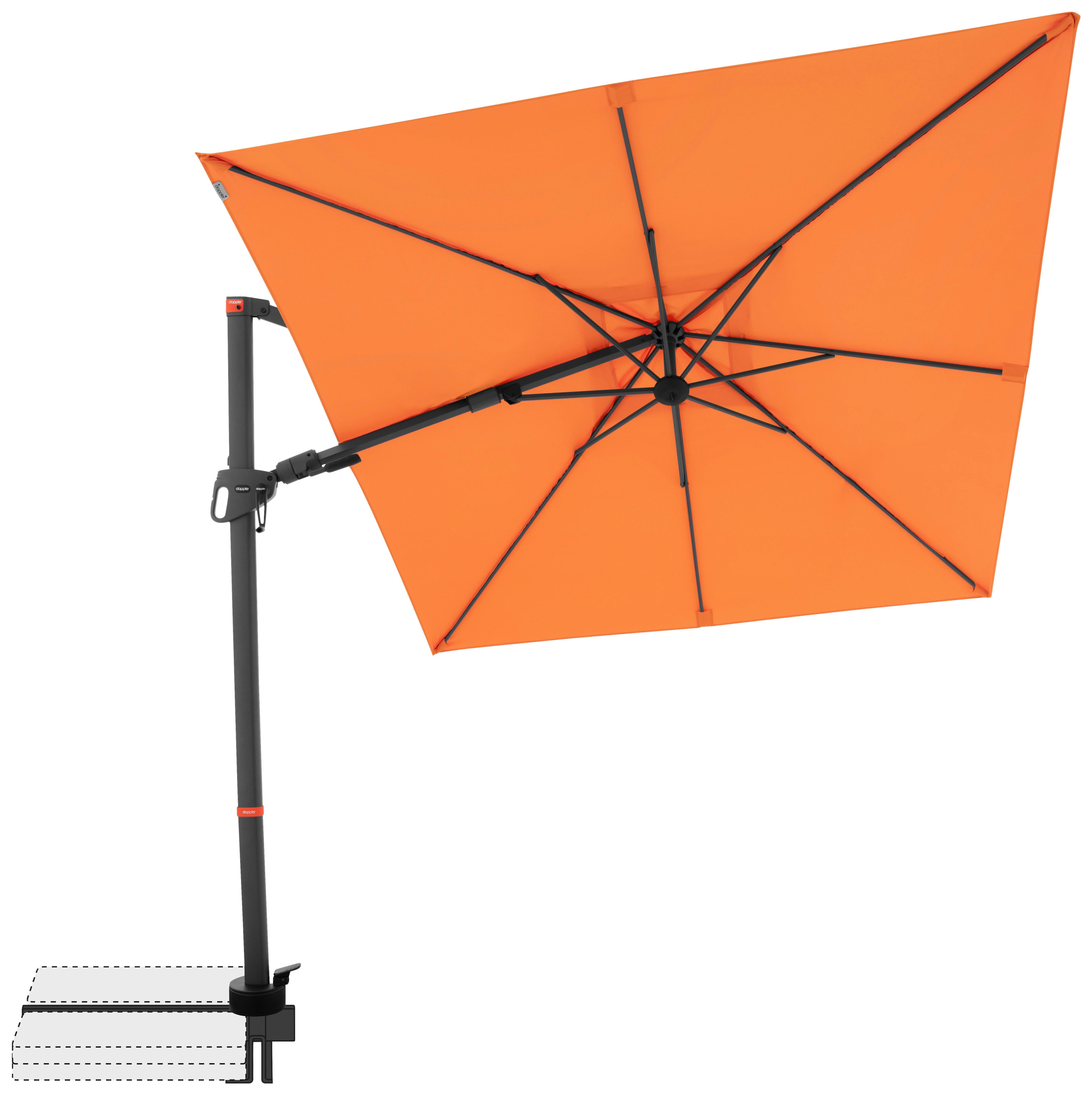 Ampelschirm MyZone Orange ca. 210x210cm - Anthrazit/Orange, Basics, Textil/Metall (210/210cm) - Doppler