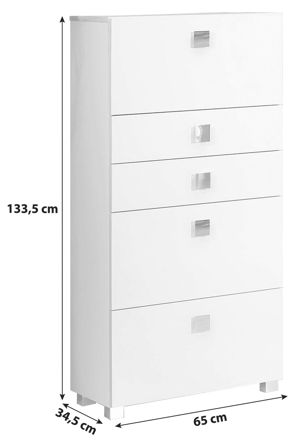 Midischrank "Quadra" , weiß - Chromfarben/Weiß, MODERN, Holzwerkstoff/Metall (65,0/133,5/34,5cm) - MID.YOU