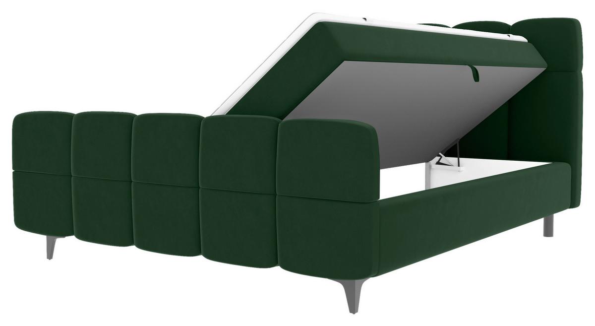 Boxbett Mona Dunkelgrün ca. 160x200cm - Dunkelgrün/Schwarz, KONVENTIONELL, Kunststoff/Textil (160/200cm) - Mömax