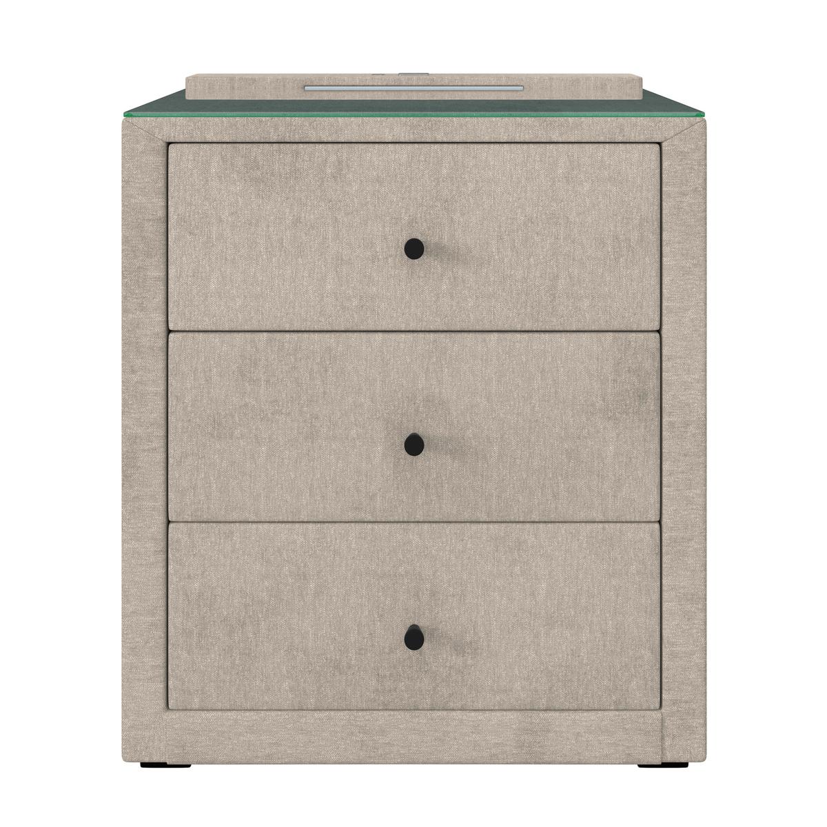 Noćni Ormarić Maya - boje pijeska/crna, Moderno, staklo/drvni materijal (48/56/45,5cm) - Modern Living